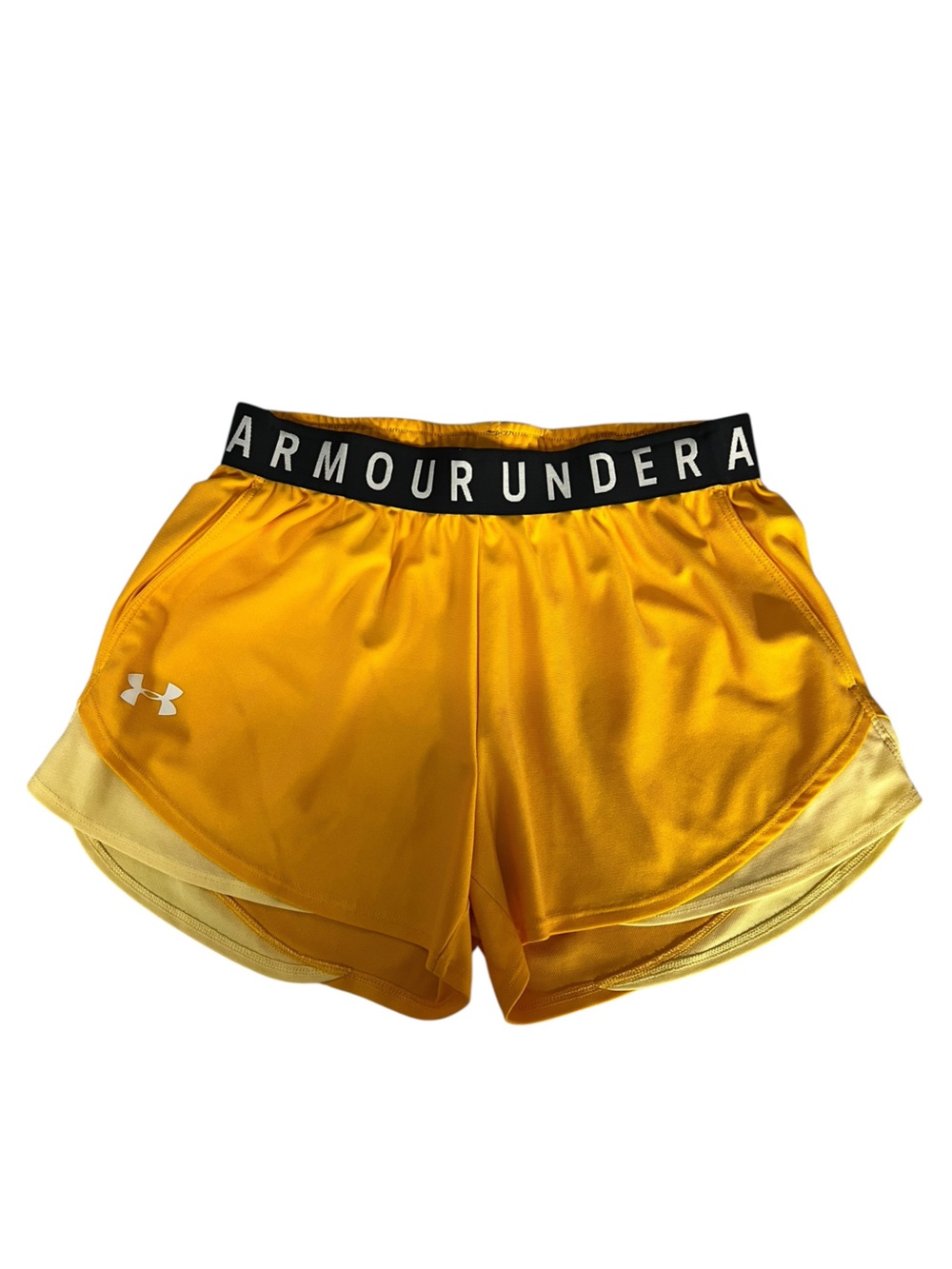 Under Armour Yellow White Loose Fit Active Shorts Womens Small